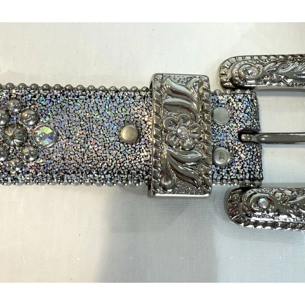 BB Simon Swarovski Crystal Rhinestone Belt Sz 30 Iridescent Heavily Embellished